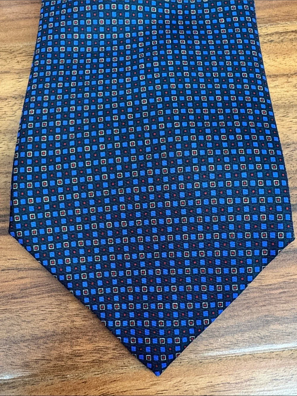 Lauren Ralph‎ Lauren Neck Tie Blue Geometric Silk